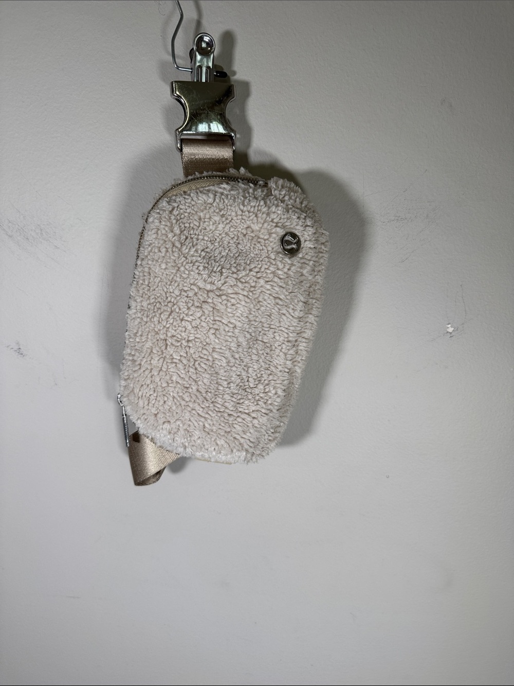 Lululemon Cream Sherpa Fleece Everywhere Belt Bag Gold Hardware
